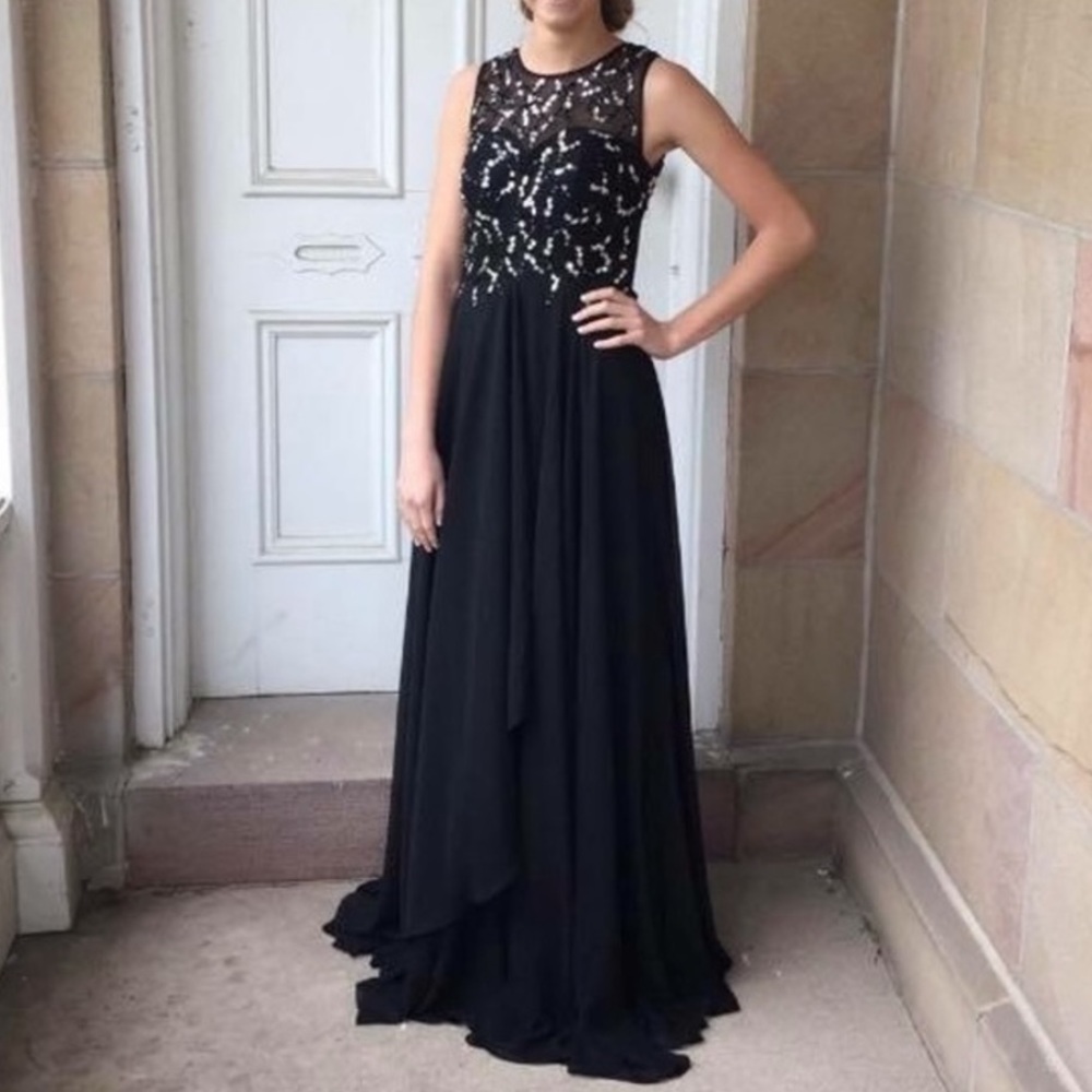 Black Long dress with beading and open back